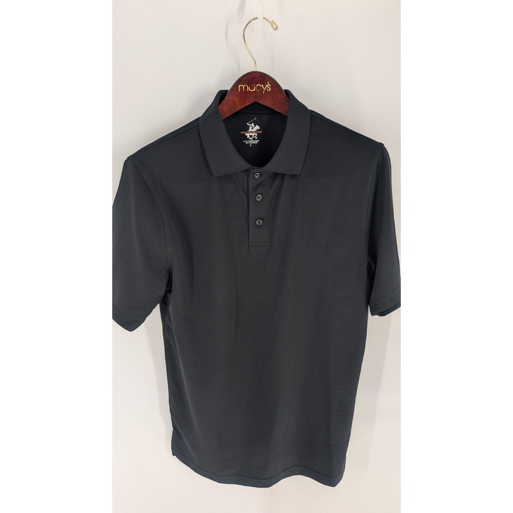 Beverly Hills Polo Club Golf Logo Classic Pullover Polo Shirt‎ Black Size S